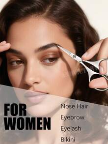 1 st. ögonbryns-, ögonfrans-, ansiktshårs-, näshårstrimmer i rostfritt stål, multifunktionell skönhets- och sminksax - Multifärgad - Visa 3