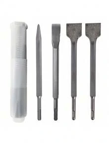 KOKILA 4 Piezas Cincel Piedra Piso Sds Taladro Rotomartillo Concreto Gurbia 25cm Util – Juego cinceles de martillo rotativo,Juego de brocas de carburo para mampostería de,Juego de brocas de carburo para mampostería de,Juego de cinceles para taladros de martillo giratorio, 4 piezas, juego de brocas de hormigón de mampostería, cinceles planos de punta, estuche de almacenamiento, brocas SDS Plus de acero - Plateado - Ver 12