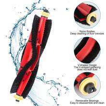 Paquete de 2 cepillos de limpieza originales para aspiradoras S5 Max, S6 Pure, S6 MaxV - Repuestos de cepillo principal y cepillo de silicona, accesorios lavables y extraíbles para aspiradora robot