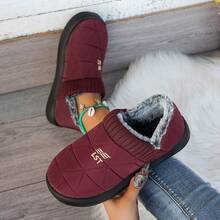 Zapatos de algodón cálidos de forro polar grueso para mujeres de invierno, antideslizantes, impermeables, a prueba de aceite, cómodos, zapatos de mamá, oficina casual, exportación - Negro - Ver 4