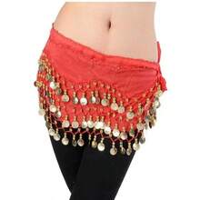 1 件肚皮舞 98 币腰链，3 层舞蹈金币腰带，舞蹈练习臀巾 - 三層金幣腰鍊腰巾 - 查看 7