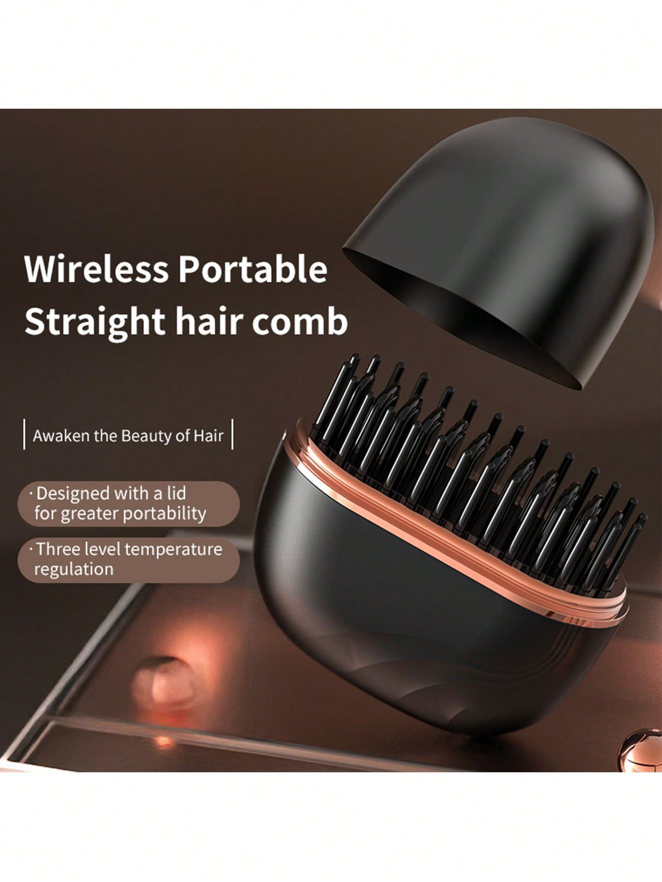 مشط تسريح شعر لا سلكي مع غرة، مشط تسريح صغير وقابل...