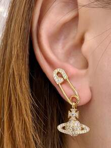 Vivienne Westwood 女士时尚水晶耳环，适合日常佩戴 - 金色 - 查看 2