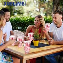 Xuelimei 16oz Disposable Stemless Glasses With Strawless Sip Lids,PET Disposable Drinking Cups,Clear Plastic Wine Glasses For Parties Birthday,Wedding,Meeting,Christmas Party Supplies (50, Pink) - 白色 - 查看 6