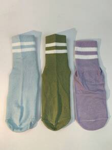 3 Pairs Pilates Non-Slip Socks, Women's Pilates Non-Slip Socks, Pilates Sticky Socks, Yoga Barrel Socks With Grip, Black White Pink Sports