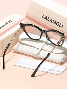 LALAMOLI 猫眼无度数眼镜，镂空镜腿设计，日常佩戴，配精美包装，适合作为礼物 - 彩色 - 查看 2