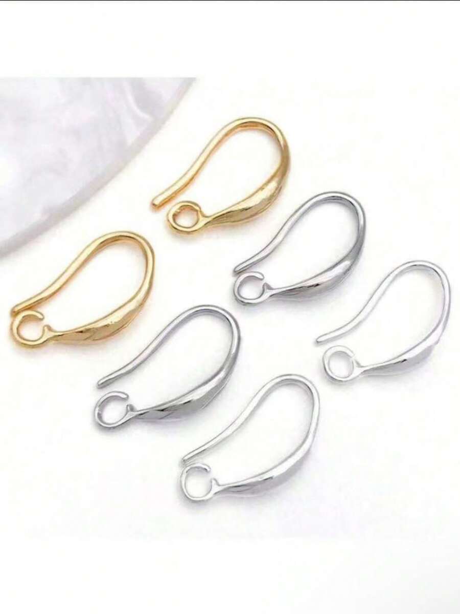 10pcs French Earring Hooks 18K Plated Earring Hooks, French Ear Wire Golden Fishhook Hoop Earrings Brass Earring Findings Component For DIY Jewelry Earring Making