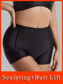 Women's Body Shaping Shorts Fake Buttocks Plump Hips Sexy Buttocks Lifting Buttocks Belly-Closing Underwear Belt Pad Removable Sponge Pad Comfortable Tights Shaping Pants One Piece Padded Butt Lift Shaping Panties Tummy Control Shapewear With Fake Hip Suitable For Prom Party Wedding Holiday Music Festival Gym Exercise It Has The Function Of Gathering, Keeping Warm, Breathable, Sweat-Absorbing Elasticity - 黑色 - 查看 4
