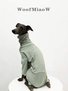 Haine pentru animale de companie din fleece cu dungi verde închis, moi și confortabile, potrivite pentru ogari italieni, whippet, salopetă cu 4 picioare, toamnă/iarnă - Verde - Vizualizare 6