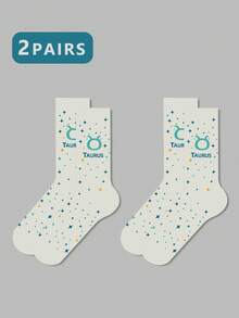 1/2/3 双女士十二生肖袜、白袜、黑袜、中筒袜、艺术袜、运动袜、时尚袜、女童袜、中筒袜、简约袜、休闲袜、适合日常穿着、秋季 - 彩色 - 查看 64