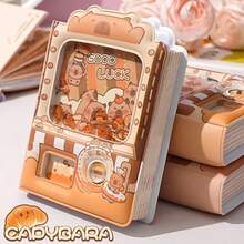 1pc Capybara Gashapon Stress Relief Notebook, Cute Cartoon Mechanical Notebook, Capybara Toasted Bread Series Notebook, High-Quality Student Planner, Creative Shaking Rattle Bean Gashapon Notebook, Soft Leather Material Stress Relief, 9.7*7cm Notebook, Perfect Gift, Holiday Gift, Party Gift - Multicolor - View 2