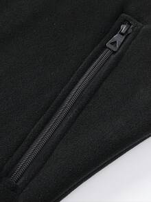 秋冬季加厚保暖内衬背心：男士休闲运动抓绒背心，修身剪裁，适合室内外活动，也可作为情侣礼物。材质：100% 涤纶，多种颜色可选。 - 黑色 - 查看 7