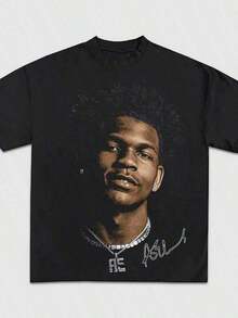 Edward'S Shirt, Anthony'S Graphic T-Shirt, A Collection Of Vintage Basketball, Hip-Hop Style, Y2k Street Fashion For Men And Women. Cotton T Shirt Vintage Shirts Graphic Tees Street Life Men  Funny Shirts Halloween Fgift,Printed & Shipped In USA - 黑色 - 查看 1