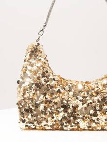 Túi đeo vai đính sequin hoa, Túi dự tiệc cưới, Túi dạ hội, Phụ kiện dạ hội, Túi xách cao cấp, Đồ cưới, Túi thanh lịch dành cho nữ (Mẫu ngẫu nhiên), Sequin - Vàng - Xem 4