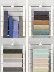 Multi Layer Pants Hanger - Clothing Forms A Space Saving, Non Slip Wardrobe Storage Container, Suitable For Scarves, Jeans, Pants With Multiple Layers Of Shelves And Sturdy Design (This Product Needs To Be Self-Assembled. Easy To Install And Operate), Spring, Minimalist, Summer Tops, Valentine's Day, Dormitory Utensils - Multicolor - View 6