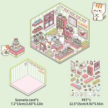 3D Miniature Scenic Stickers - Delicious Street Corner Dollhouse DIY Micro Landscape Decorative Materials