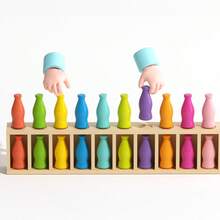 10 pares de botellas - Juguete de clasificación de colores de madera Montessori para niños - Juego de lógica para volver a la escuela, regalo de emparejamiento para niños pequeños