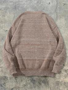 Jersey de cuello redondo tejido, de corte holgado y estilo vintage lavado, diseño de ropa urbana, manga larga, adecuado para primavera, otoño e invierno, unisex