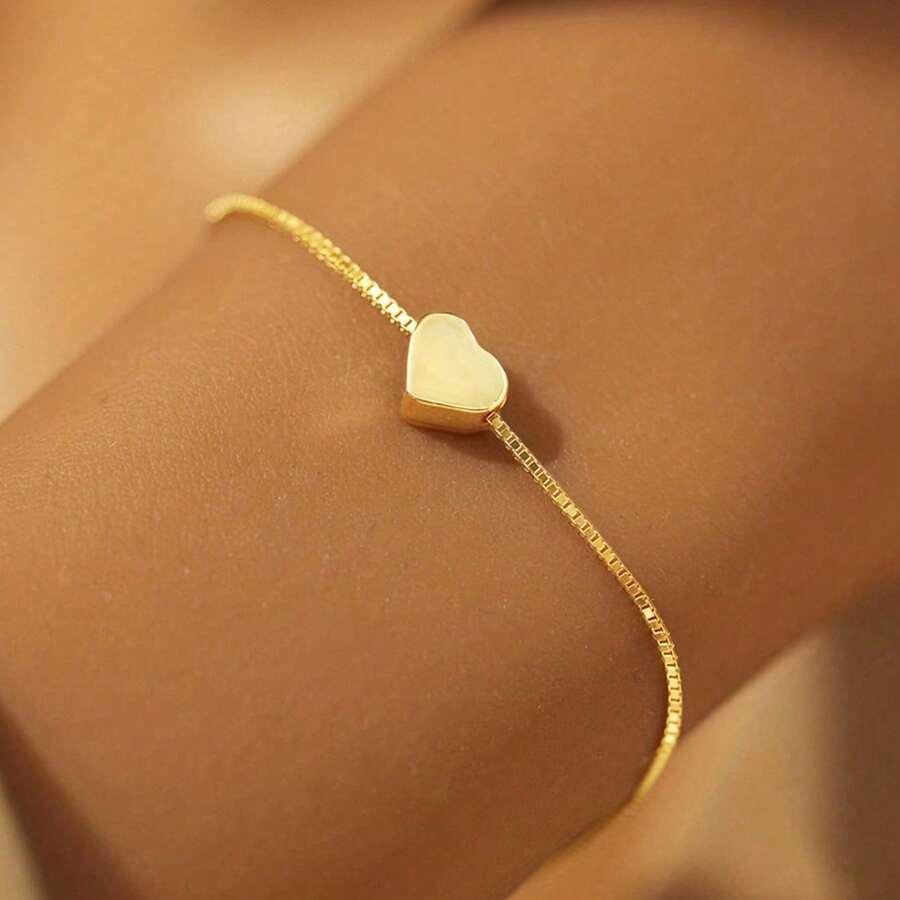 Crossed Heart Bracelet Plated In 925 Silver With 18K Gold - Vàng - Xem 1
