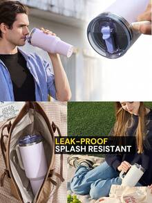 Compatible With Stanley Cup Accessories 40 Oz Tumbler Flip Straw Lid Replacement Fit For , Leak Proof For Lid Replacement Spill Proof Reusable Tumbler Cover Compatible With 40oz Cup Accessories White Black Beige Blue Pink - Multicolor - View 6