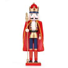 38cm Nutcracker 1PC Soldier Puppet Wooden Nutcracker Statue Craft Doll Christmas Living Room Office Desktop Holiday Gift - Multicolor - View 14