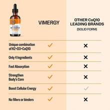 Vimergy Brain Body Recharge - Liquid Coq10 With Vitamin D3 &Amp; K2 (Coenzyme Q10 45mg, D3 1000IU, K2 180mcg) Co Q 10 Supplement For Women, Men &Amp; Kids - Fights Fatigue – 55mL - White - View 4