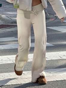 New Stylish Streetwear Outerwear Home Multi-Functional Casual Trousers With A Drawstring Waist And Straight-Leg Drape - 米色 - 查看 6