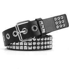 Studded Belt, Metal Punk Rivet Belt With Bright Studs Women And Men - Silver Round Studded - View 1