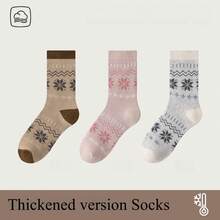 1/2/3/5双女士秋冬保暖袜。雪花图案袜子。厚袜子圣诞袜 - 彩色 - 查看 27