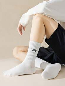 1/3/6/10 paia di calze uomo a mezza gamba, calze sportive da uomo a mezza gamba, calze uomo di colore unito con deodorante e assorbimento, calze sportive da basket bianche e nere - Multicolore - Visualizzare 5