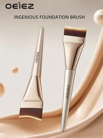 OEIEZ 扁平粉底刷，韩式化妆刷刮刀式粉底液刷，香槟色高级面部化妆刷，粉底刷，遮瑕刷，腮红刷，修容刷，腮红刷，古铜粉刷，散粉刷，粉底刷，腮红刷