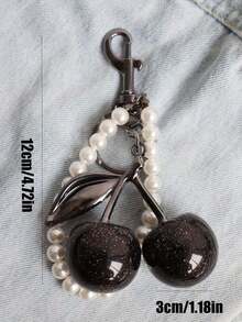 1pc Chic Cherry Keychain With Sparkling Resin Pendant - Alloy Customizable C-Hook Closure For Women's Wallets & Bags Ideal Gift For Family Friends And Couples Valentine's Day Gift Valentines Bracelets Valentines - 彩色 - 查看 6