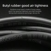 ROCKBROS 1 件公路自行车内胎 - 丁基橡胶结构（卓越的空气保持性、高柔韧性、出色的耐热性、延长的使用寿命），700C 尺寸（700*23C/25C/28C/35C），带两种阀门类型 - 黑色 - 查看 6