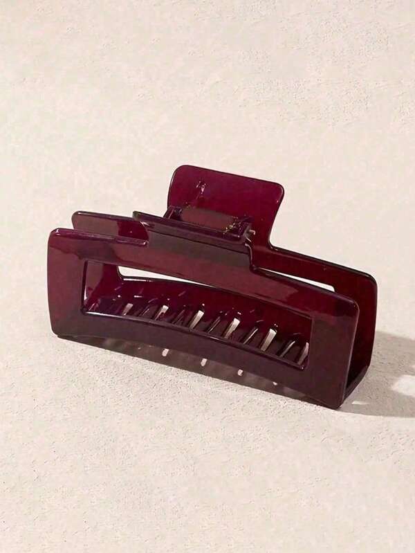 1pc Versatile Burgundy Rectangular Hair Claw - Suitable For Daily, Commuting, Festivals, And The Best Gift Hair Accessories Autumn Claw Clips Fashion Hair Clips Fall Fashion Hair Claw Winter For Vacation Outfits Woman