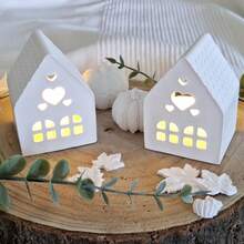 DIY rășină mucegai gol inimă casă decor lumânare suport mucegai acasă decorare piedestal picurare lipici ipsos gol inimă atmosferă silicon mucegai