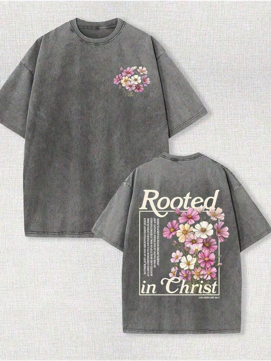 Summer TopsWomen's Summer Printed T-Shirt, Iced Coffee And Sunshine Pattern, Casual Style, Comfortable Cut, Daily Wear, Fashion Design, OOTD Recommend - 深灰色 - 查看 1