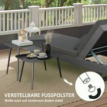 Couchtisch 2er Set, Wetterfest Balkontisch aus Stahl, Beistelltisch im Geometrischem Design, Kaffeetisch Outdoor, Gartentisch Terrassentisch für Garten Terrasse Balkon Schwarz