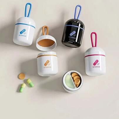 1 Piece Mini Portable Small Pill Box, One-Day Light-Proof Pill Storage Box, Convenient And Practical Pill Box Pendant, Mini Small Portable Medicine Moisture-Proof Packing Box