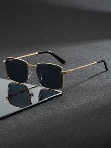 1 par de gafas de metal con diseño de polígono retro y elegante para hombres, adecuadas para viajes al aire libre, decoración de fiestas, vacaciones en la playa, que te harán el centro de atención en la calle