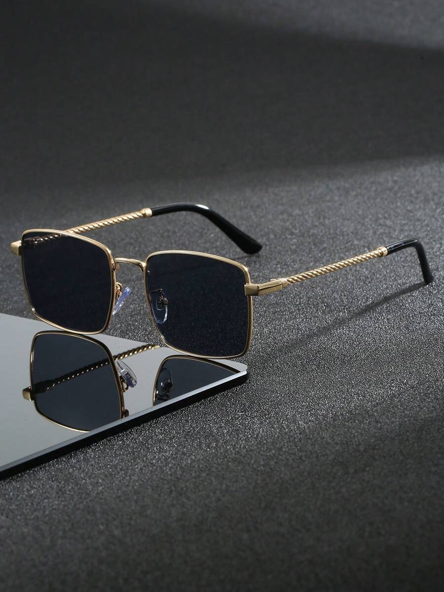 1 par de gafas de metal con diseño de polígono retro y elegante para hombres, adecuadas para viajes al aire libre, decoración de fiestas, vacaciones en la playa, que te harán el centro de atención en la calle