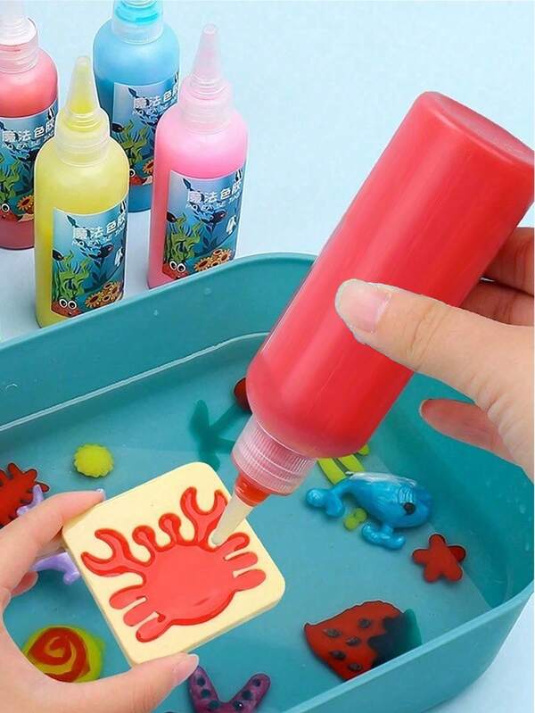 Temporada de regreso a la escuela/Set DIY, herramientas de dibujo para liberar la imaginación, pegatinas de membranas de animales variadas para decorar bolsas y mejorar la memoria, juego de líquido brillante de perlas para niños pequeños y niños, materiales de juguetes y manualidades DIY