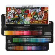 Mobee Nowość na rynku P-3510 Zestaw kredek ołówkowych na bazie oleju 120/72/48 kolorów Premium Miękki rdzeń Rozpuszczalne w wodzie kredki do ilustracji artystycznych Cieniowanie Projektowanie Pudełko blaszane na prezent Łatwe przenoszenie Dobra jakość wykonania