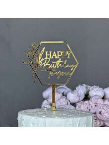 1 件/3 件/6 件金色蝴蝶花朵植物生日快乐蛋糕装饰生日女孩亚克力生日派对礼物甜点装饰 - 彩色 - 查看 18