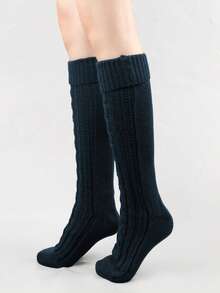 1双加厚针织麻花过膝袜，保暖休闲，日常穿着舒适。 - 彩色 - 查看 6