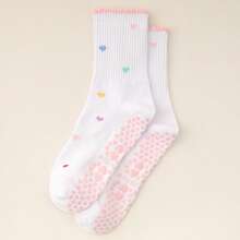 1 双/中筒半小腿防滑袜，可爱水果普拉提袜，Rufflesocks，防滑，Barre 瑜伽健身袜 - 白色 - 查看 9