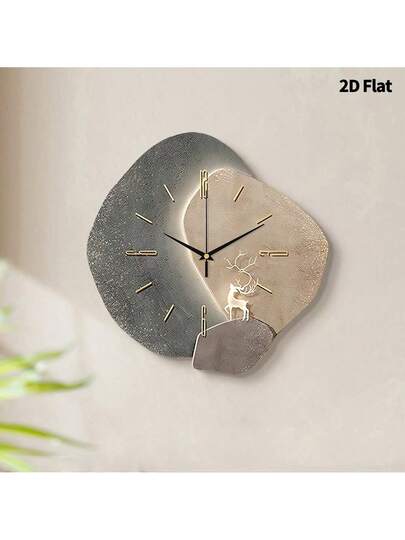 2D Flat 1pc Moderne Minimalist Home ation Wand Clock, Ultra Quiet Quartz Movement, No Ticking Sound, Painting Klok Living Room, Bedroom Office, able Horloge Room view 9