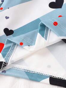 New Boys Pyjama Set Blue And White Striped Heart Print Boys Dressing Gown Casual And Comfortable Home Clothes Round Neck Long Sleeve Two Pieces Suit