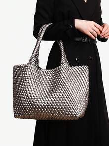 手工编织单肩腋下包女2025新款时尚百搭大容量托特包母子包