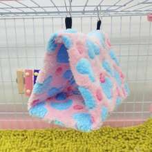 1pc Soft & Cozy Warm Plush Heart Pattern Triangle Hammock Bird Nest, Suitable For Cockatiel, Parrotlet & Other Small-Medium Parrots To Sleep, Rest, Play. Multi-Size & Color Options, Detachable Metal Hook For Cleaning, Applicable For Autumn & Winter