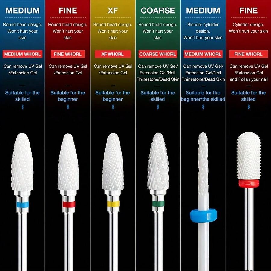 Bộ 5 hoặc 10 dụng cụ cắt gốm, mũi khoan móng, dụng cụ mài móng gel, dụng cụ loại bỏ lớp biểu bì, bộ giũa móng điện, phụ kiện - Nhiều màu - Xem 1
